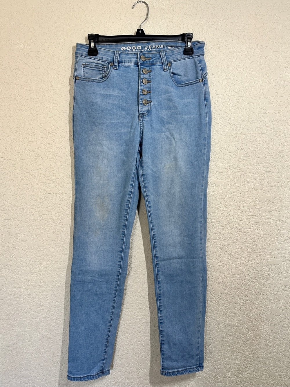 GOGO Light Blue High-Rise Button-Fly Skinny Jeans